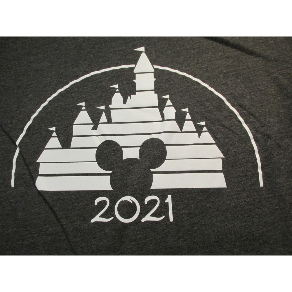 Disney Disneyland 2021 Mickey Castle T-Shirt Mens Large Gray Bella Canvas Tee